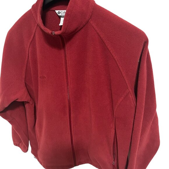 Columbia Fleece Mens Jacket Coat Size Large Red Long Sleeve - Picture 2 of 7